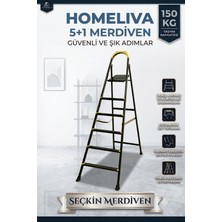 Homeliva 5+1 Seçkin Siyah Metal Merdiven Sağlam Estetik Ev Tipi Merdiven