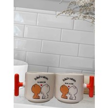 St. Morritz 2'li Iyiki Varsın Karıcım-Iyiki Varsın Kocacım Çift Taraf Yazılı Kupa Bardak (Turuncu Kulp)