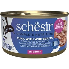 Schesir Ton Balığı Ringa Balığı ve Pirinçli Pişirme Suyunda Yetişkin Kedi Konservesi 85G