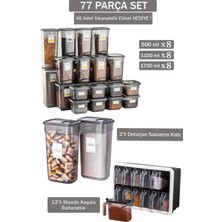 St. Morritz 77 Parça Saklama Kabı & Baharatlık Seti Çeyiz Seti Mutfak Düzenleyici Erzak ve Bakliyat Kabı Takımı