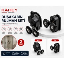 Kahey Siyah Duşakabin Tekerleği Cam Kabin Tekeri Rulman Çift Tekerli 1 Adet Alt 1 Adet Üst