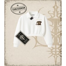Tarzsokak Gotik & Grunge Streetwear Too Glam To Beg Poster Yarım Fermuarlı Crop  Sweatshirt
