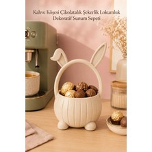 Fao Shop 7 - 24  Kulak Detaylı Krem Mini Sunum Sepeti Çikolata Lokumluk Kahve Köşesi Dekoru - Krem