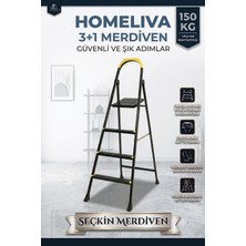 Homeliva 3+1 Seçkin Siyah Metal Merdiven Sağlam Estetik Ev Tipi Merdiven