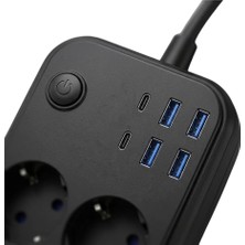 Astraltech Termal Korumalı Uzatma Kablosu 4 Priz USB ve Type C Çoklu Şarj Istasyonu
