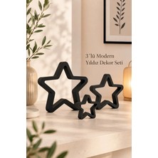 Fao Shop 7 - 24  3’lü Yıldız Dekoratif Obje Seti | Büyük Orta Küçük Modern Biblo, Tv Ünitesi Konsol ve Raf Dekoru - Siyah
