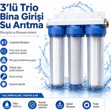 Bezos 3’lü Trio Premium Bina Girişi Su Arıtma Sistemi 3 Aşamalı Filtrasyon