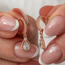 Tienda Elegante Gümüş Sallantılı Rose Damla Kadın Küpe