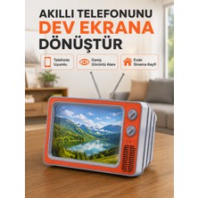 Retro Tv Telefon Ekran Büyütücü 12'' Hd Görüntü Büyütme Standlı Katlanabilir Telefon Tutucu