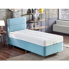 Niron Cozy 100x200 Tek Kişilik Yatak Seti - Mavi Kumaş Baza, Başlık ve Yatak Takımı