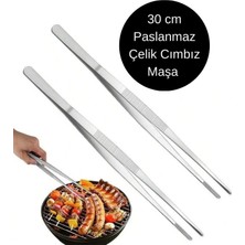 St. Morritz Paslanmaz Çelik Cımbız Maşa Pişirme Cımbızı Çelik Maşa 30CM  Profesyonel Şef Cımbızı