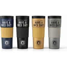 St. Morritz 600 ml Have A Nice Day" 600 ml Çift Katmanlı Paslanmaz Çelik Termos Mug ALK4624