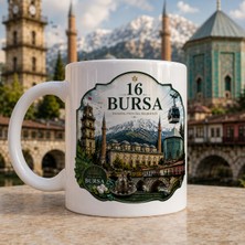Ajans 313 Bursa Temalı 16 Plaka Yeşilin Şehri Tasarımlı Seramik Kupa Bardak