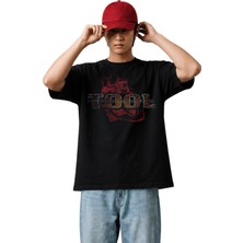 Fuddy Moda Unisex Tool Baskılı Bisiklet Yaka Tişört, Oversize Rock Band Temalı Tshirt
