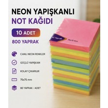 Searock 75X75 Yapışkanlı Postit Not Kağıdı Blok 80 Yaprak Karışık Renkler 10 Adet