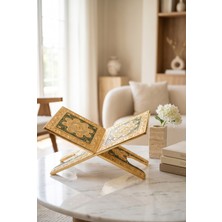 Rasha Collection Altın Görünümlü Kabartma Desenli Dekoratif Kuran Rahlesi