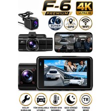 Sonreir 4K Araç içi Kamera 3 Kameralı Ön-Arka-İç WiFi GPS Park Modu Gece Görüşlü Araç içi Kamera F6 Dash Cam