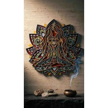 Zen Mandala Meditasyon Kadını Ahşap Katmanlı Duvar Tablosu – 100 x 80 cm | Lazerus Cnc Markalama