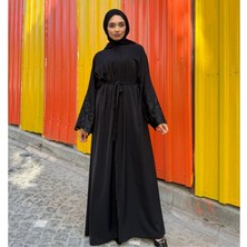 Zeynep Uyanık Afra Dubai Krep Önden Fermuarlı Mevlana Ferace