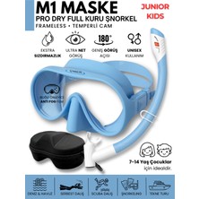 Molys M1 Junıor Kıds Dalış Maskesi + Pro Full Dry Tam Kuru Şnorkel + Maske Kutusu + Antı Fog (Buğu Önleyici Film) Set