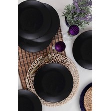 St. Morritz Siyah Mat Ege Servis Tabağı 26 cm 6'lı