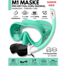 Molys M1 Junıor Kıds Dalış Maskesi + Pro Full Dry Tam Kuru Şnorkel + Maske Kutusu + Antı Fog (Buğu Önleyici Film) Set