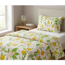 Collessia Home Limon Desenli %100 Pamuk Saten Tek Kişilik Nevresim Seti 160X220 cm - Çarşafsız
