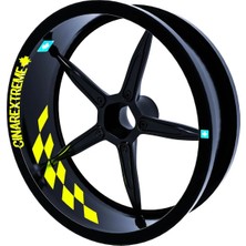 St. Morritz Gp Flag Damalı Floresan Sarı Iç Jant Şeridi Sticker Çınar Extreme - 0726199634115