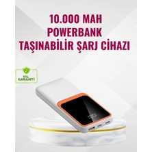 Hace Bazaar Powerbank 10000 Mah – Çift USB Çıkışlı, Type-C Girişli, Şık Beyaz Tasarım