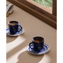 Madame Coco Kleby Nouveau 2 Kişilik 4 Parça Kahve Fincan Seti - Mavi/beyaz - 90 ml