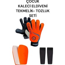 St. Morritz Çocuk Kaleci Eldiveni Bilek Bandajlı Tekmelik Kaval Koruyucu Konç Çoraplı Set