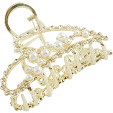Bijuteri Net Kalp Taşlı Metal Mandal Toka 6 cm