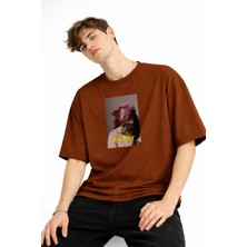 Mooien Blurry - Oversize Erkek Tişört Kahve