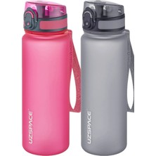 St. Morritz 500 ml Gri ve Pembe Tritan Kırılmaz Matara Seti