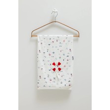 St. Morritz 100% Pamuk Denizci Temalı Bebek Battaniyesi - Yumuşak Dokulu Penye Battaniye 85X90 cm