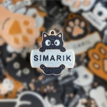 St. Morritz Şımarık Kedi Figürlü Kedi Isimlik, Künye (Arkasında Telefon Numarası Yazılı)