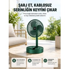 ENCO Mey Ithalat® Katlanabilir Şarjlı Mini Fan 3 Kademeli Hız Ayarlı Taşınabilir