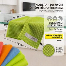 Nobera 50X70 cm Kabartmalı Baklava Desen Çok Amaçlı Mikrofiber Cam Bezi, Leke ve Iz Bırakmaz Toz Bezi (1 Adet)