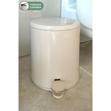 St. Morritz Cigo 6 Lt Yumuşak Kapanan Pedallı Banyo Mutfak Ofis Çelik Çöp Kovası - Bej & Iç Kısım Bej