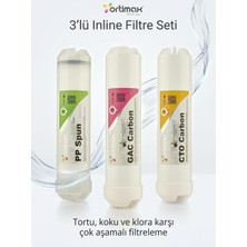 Ortimax Inline Filtre SETI-123, 3'lü Su Arıtma Filtresi Seti, Evrensel Uyumlu