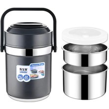 304 Çelik Gri 1600 ml Vakumlu Yemek Mama Saklama Termosu Sefertası CIN597SY