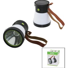 Techora Sale 2in 15W+360°SMDEL Feneri Solar- USB Şarj Powerbank 500LM Işık Ayarı Flaşör Suni Deri Kulp Pt-