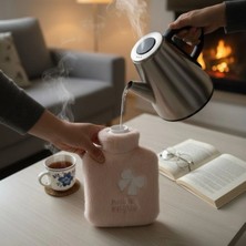 Mercora Tech Hello Everyone Yazılı Kurdeleli Pembe Peluş Sıcak Su Torbası 1 Lt – Yumuşak Kılıf, Uzun S�