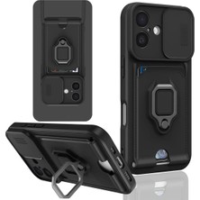 Ankaverse®  iPhone 16 Kılıf Zuma Kartvizitli Yüzüklü Silikon - Siyah