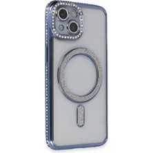 Ankaverse®  iPhone 13 Kılıf Joke Simli Magneticsafe Kılıf - Mavi