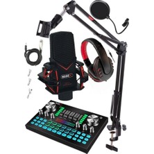 Gmx-1 Diamond Set Condenser Mikrofon Ses Kartı Kulaklık Canlı Yayın Paketi (Telefon ve Pc)