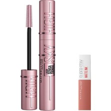 New York Lash Sensational Sky High Maskara & Mini Super Stay Matte Ink Likit Mat Ruj 65 Seductress M