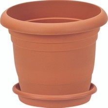 Villa Büyük Boy Yuvarlak Saksı - 76 Litre Cafe Otel Ofis Dekoratif Kahverengi