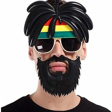 TeknoKapsül Rasta Peruklu Rasta Sakallı Bob Marley Bıyıklı Parti Gözlüğü 27X18 cm