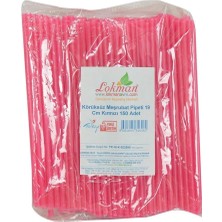 Lokmanavm Körüksüz Pipet Ayran Kola Meşrubat Pipeti 19 cm Kırmızı 150 Adet Paket